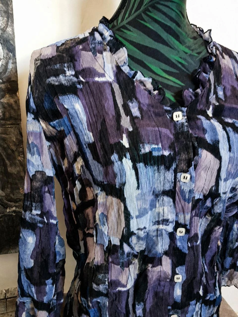 ❤️Blusa fluida transparente violeta y azul Julie Guerland T40 (42) – photo 2